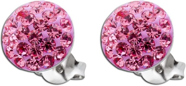 Pinkfarbene Kristallohrstecker Ohrringe Silber 925 rosafarbenene Kristalle funkelnd
