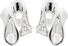 Ohrringe – Süßes Ohrsteckerpaar  in echtem Silber Sterlingsilber 925/-,poliert, mit je 2 weißen, funkelnden Zirkoniasteinen, Höhe und Breite des Ohrsteckers ist: 12x10mm, die Stärke ca. 1,3mm. Nur bei Abramowicz, Ihrem Vertrauensjuwelier  aus Stuttgart zu