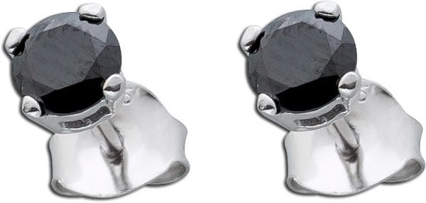 Schwarz Ohrringe Silber Zirkoniaohrstecker Sterling Silber 925