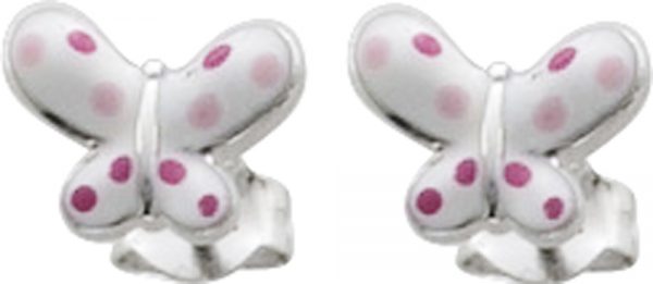 Ohrringe – Schmetterlingsohrstecker Silber Sterlingsilber 925/-, weiss, rosa, pinkfarbenes emaille