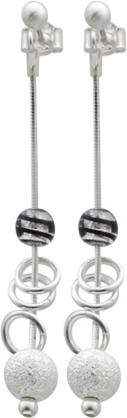 Ohrringe – Ohrstecker in Silber Sterlingsilber 925/- bewegl. Kugeln aus Muranoglas  Elemente diamantierte Kugel  5,5 mm