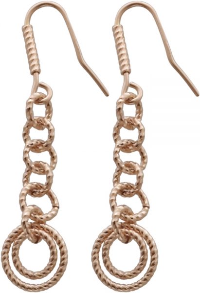 Ohrringe – Ohrhänger in Silber Sterlingsilber 925/- rosévergoldet, bewegliche runde Glieder ineinander, 55 mm
