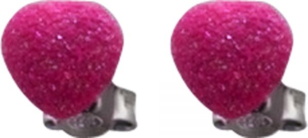 Ohrringe – Ohrstecker in Sterlingsil-ber 925/-, Herzförmig inNeon-Pink mit Glitzerparti-keln, Maße 7X7mm,rhodiniertGlow in the Dark
