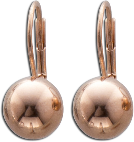 Ohrringe – Ohrhänger Kugel in Silber Sterlingsilber 925/-,   rosevergoldet