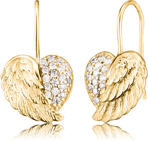 Ohrringe – Ohrhänger ERE-HEARTWING-ZI-G  in vergoldetem Silber Sterlingsilber Herzflügel mit Zirkonia