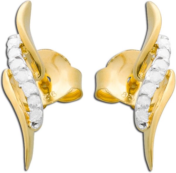Ohrringe – Ohrstecker Sterling Silber gelbvergoldet 14 Diamanten