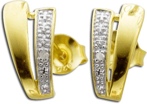 Ohrringe – Ohrstecker aus rhodiniertem Silber Sterlingsilber gelbvergoldet mit Diamanten