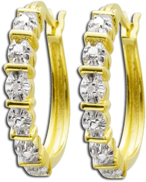 Ohrringe – Creolen aus rhodiniertem Silber Sterlingsilber gelbvergoldet mit Diamanten