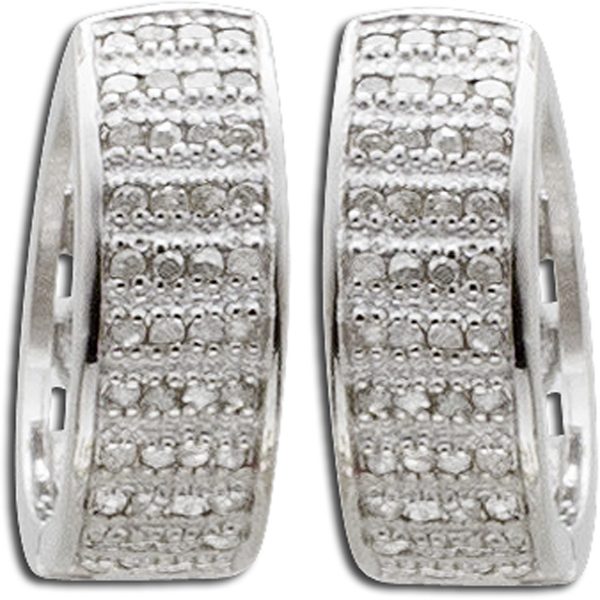Ohrringe – Klappcreolen in Silber Sterlingsilber rhodiniert mit 88 Diamanten
