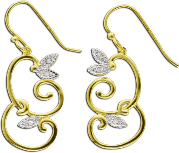 Ohrringe – Ohrhänger aus Silber Sterlingsilber gelbvergoldet mit 6 Diamanten