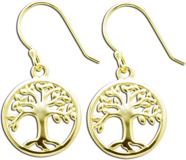 Ohrringe – Ohrhänger Lebensbaum Silber Sterlingsilber gelbvergoldet