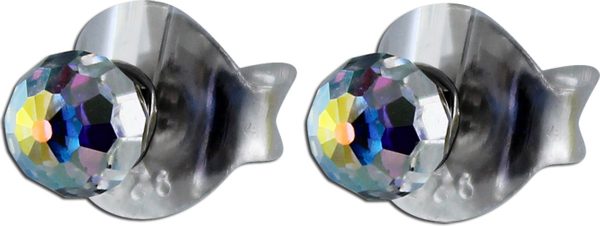 Ohrringe – Ohrstecker Silber Sterlingsilber rhodiniert 2 Swarovski Elements Aurore Boreale