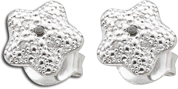 Ohrringe – Ohrstecker Sterling Silber 925 Sternmotiv mit Diamant
