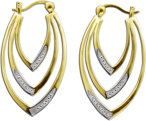 Ohrringe – Ohrhänger Sterling Silber 925 gelbvergoldet mit Diamanten