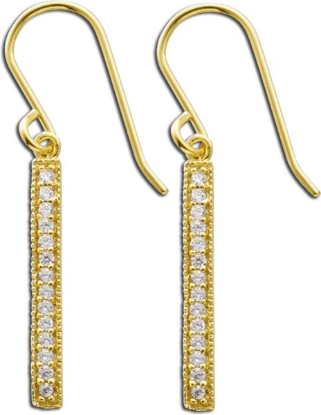 Ohrringe – Ohrhänger Sterling Silber 925 gelbvergoldet weißen Zirkonia