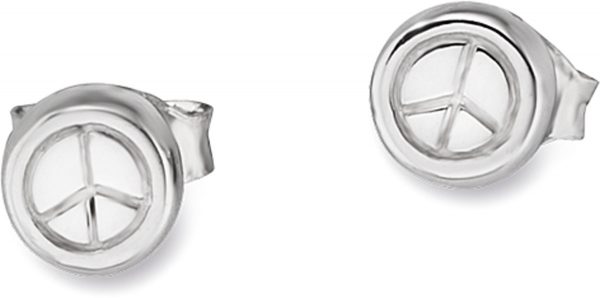 CAI love Sign in Ohrringe – Ohrstecker Sterling Silber 925 rhodiniert mit Peace Symbol