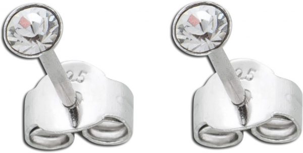 Ohrstecker Ohrringe Silber 925 rund weißer Zirkonia Damen Kinder 3mm