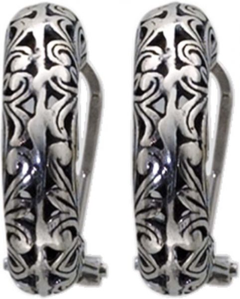 Ohrringe – Creolen mit Scharnier in echtem Silber Sterlingsilber 925/-  in der Größe von ca. 5,20×23,23 mm, hochglanzpoliert, rhodiniert und geschwärzt ,funkelt und glänzt. Zum Knallerpreis aus Stuttgart