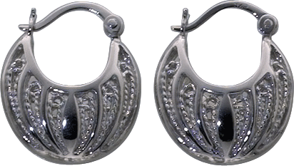 Ohrringe – Creolen mit Scharnier aus echtem  Silber Sterlingsilber 925/-   hochglanzpoliert und rhodiniert in der Größe ca. 15,66×8,27 mm