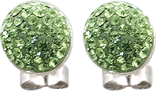 Ohrringe – Silberohrschmuck. Ohrstecker aus echtem Silber Sterlingsilber 925/-, rundum gefasst mit wunderschön funkelnden grünen Kristallstrassteinen im angesagten Swarovski-Look. Durchmesser ca. 8 mm. Ein edles Schmuckstück für alle, die Silber und Stras