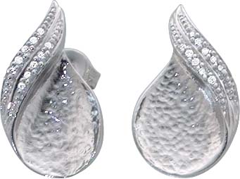 Ohrringe – Ohrschmuck aus echtem Silber Sterlingsilber 925/- mit ca. 20 weißen funkelnden Zirkoniasteinen, Maße ca. 13x20mm. Die Oberfläche ist rhodiniert. Zum Schnäppchenpreis von Abramowicz/Stuttgart