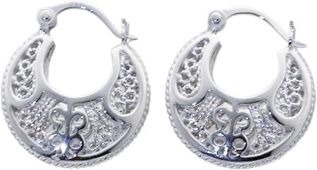 Ohrringe – Creolen mit Scharnier aus echtem Silber Sterlingsilber 925/- in der Größe ca .17,15×8,27 mm hochglanzpoliert und rhodiniert