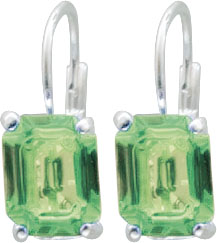 Ohrringe – Ohrhänger aus Silber Sterlingsilber 925/- mit je einen grünen Synthetikzirkon besetzt, mit sicherem Klappverschluss, Steingröße ca. 1 x 0,7 cm. Spitzenqualität zum Schnäppchenpreis aus dem Hause Abramowicz, dem Juwelier Ihres Vertrauens, aus St
